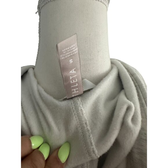 ATHLETA Oatmeal Heathered Long Hoodie Zip Sweatshirt Size Small - Picture 6 of 9